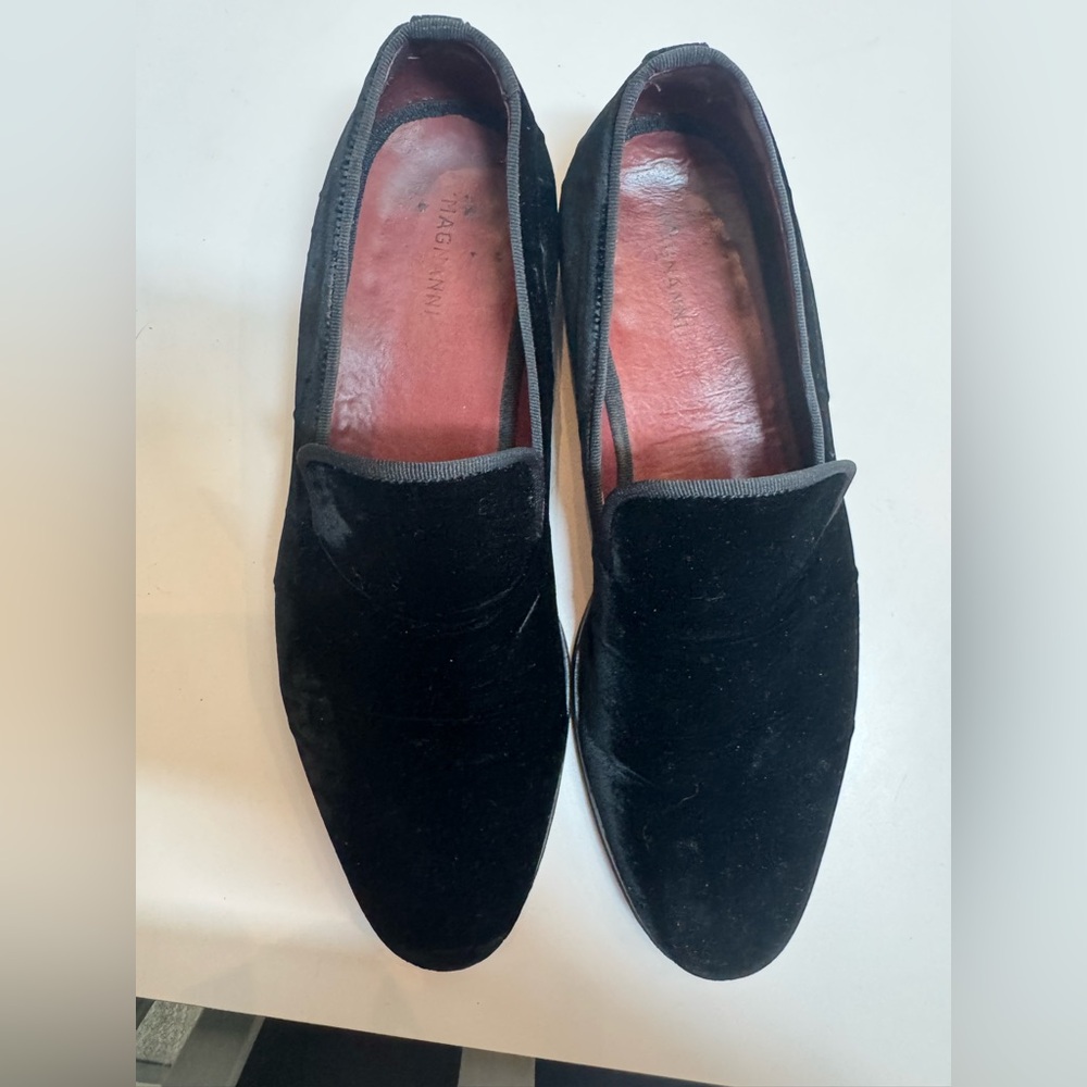 Magnanni Black Velvet Slip-On Loafers